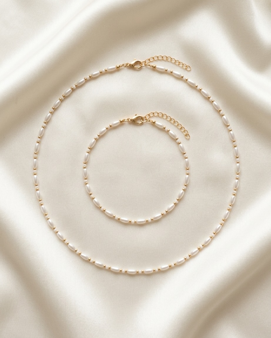 סט פנינה לבן